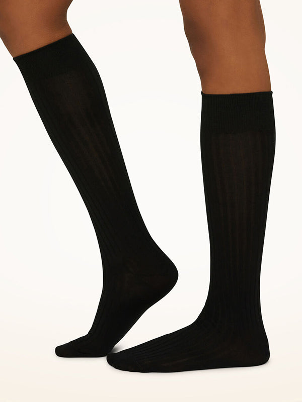 Wolford Luxury Cotton Rib Knee High Socks