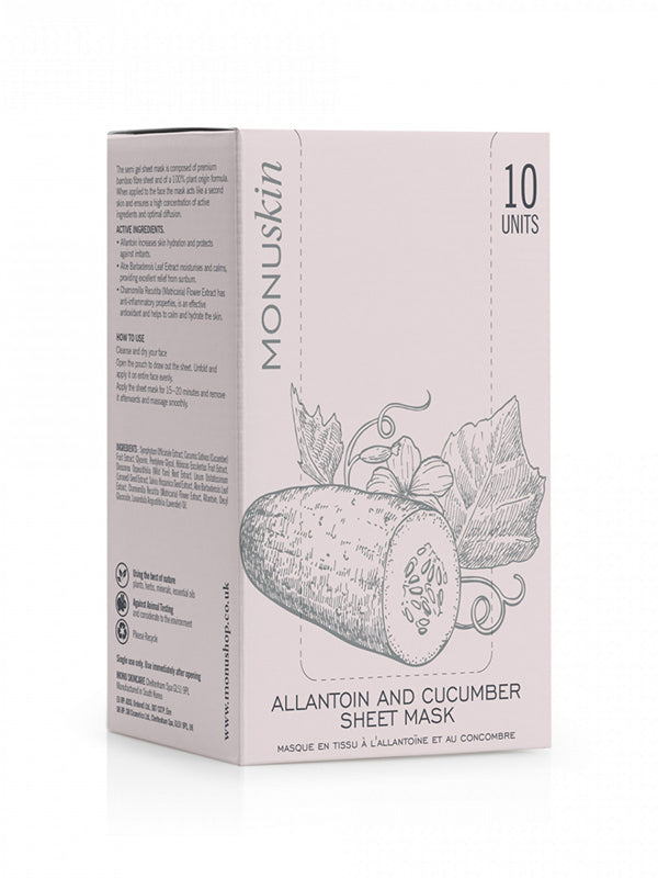 Monuskin Allantoin and Cucumber Sheet Mask (10 pk)